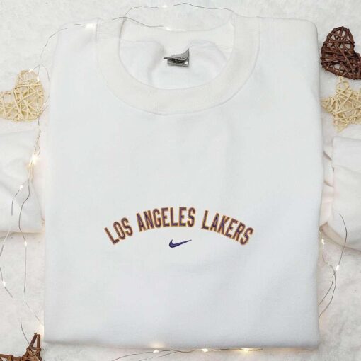 Nike x Swoosh La Lakers Embroidered Hoodie Sports Embroidered Hoodie Nike Inspired Embroidered Hoodie