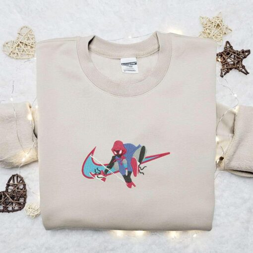 Nike x Swoosh Spiderman Jordan Embroidered Shirt NBA Sports Embroidered Shirt Custom Nike Embroidered Shirt