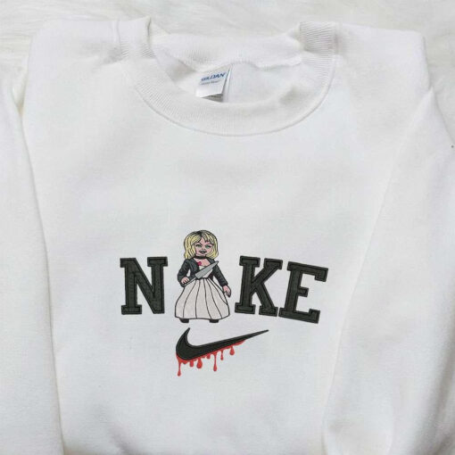 Nike x Tiffany Valentine Embroidered Sweatshirt Bride of Chucky Embroidered Hoodie Horror Movie Characters Embroidered T shirt