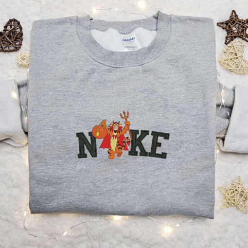 Nike x Tigger Halloween Pumpkin Embroidered Shirt Disney Halloween Embroidered Hoodie Nike Inspired Embroidered T shirt