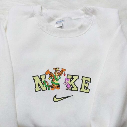 Nike X Tigger Piglet Winnie The Pooh Embroidered Sweatshirt Catoon Characters Embroidered Shirt Nike Inspired Embroidered Hoodie
