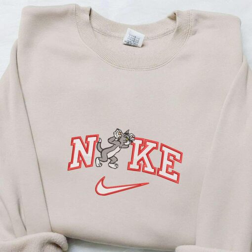 Nike X Tom Making Face Embroidered Shirt Tom And Jerry Cartoon Embroidered Hoodie Best Gift Ideas