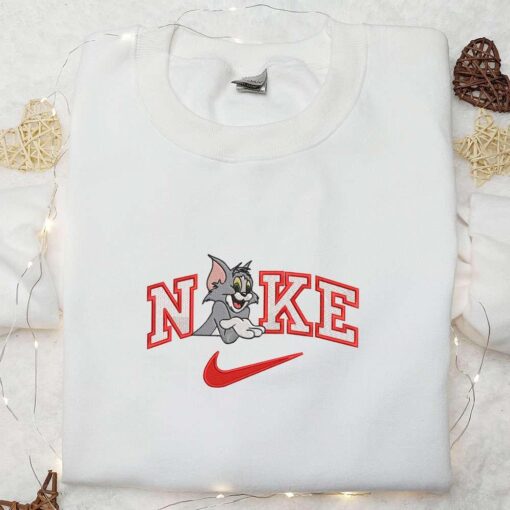 Nike X Tom Smile Embroidered Shirt Tom And Jerry Cartoon Embroidered Hoodie Best Gift Ideas