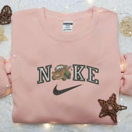 Nike X Tow Mater Car Embroidered Sweatshirt Pixar Cars Cartoon Embroidered Hoodie Nike Inspired Embroidered