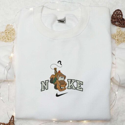 Nike X Tow Mater Embroidered Hoodie Pixar Cars Disney Cartoon Embroidered T Shirt Nike Inspired Embroidered Sweatshirt