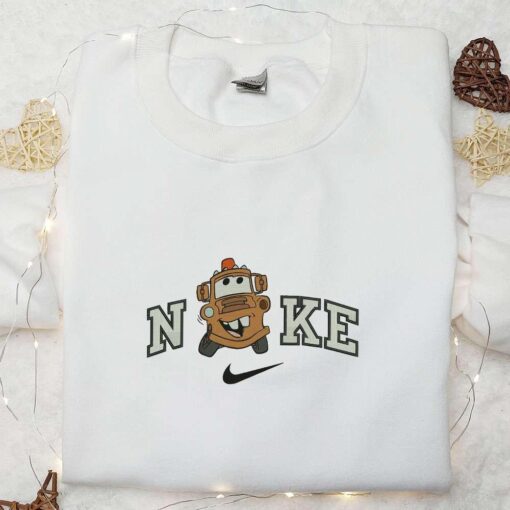Nike X Tow Mater Embroidered Shirt Pixar Cars Disney Cartoon Embroidered Sweatshirt Nike Inspired Embroidered Hoodie