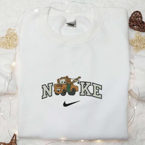 Nike X Tow Mater Embroidered Shirt Pixar Cars Disney Cartoon Embroidered T Shirt Nike Inspired Embroidered Hoodie