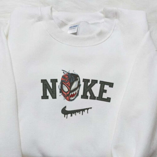 Nike x Venom Embroidered Shirt Spooky Halloween Embroidered Sweatshirt Nike Inspired Embroidered Hoodie