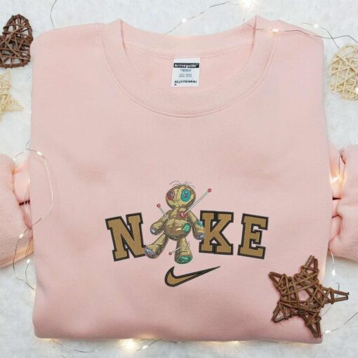 Nike x Voodoo Doll Embroidered Hoodie Spooky Halloween Embroidered Sweatshirt Best Halloween Gifts for Family