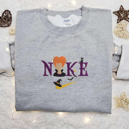 Nike x Winifred Sanderson Embroidered Hoodie Hocus Pocus Movie Embroidered Hoodie Custom Nike Embroidered Hoodie