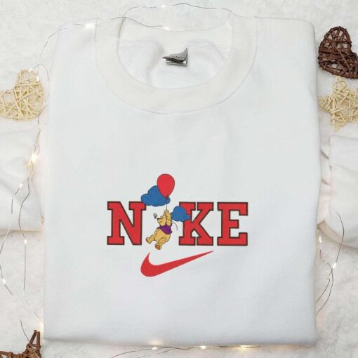 Nike X Winnie The Pooh Balloon Embroiderd Shirt Nike Inspired Embroidered Hoodie Best Birthday Gifts