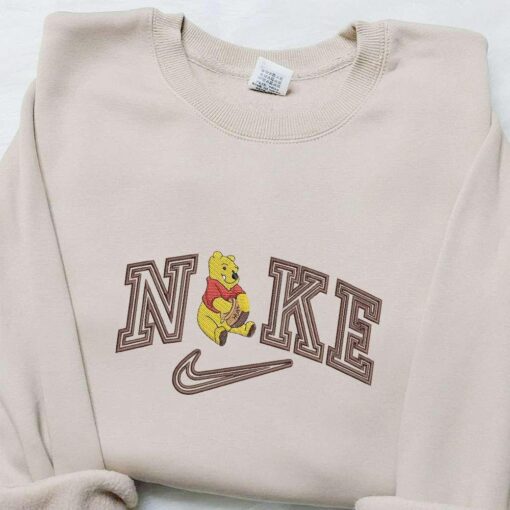 Nike X Winnie The Pooh Cartoon Embroidered Sweatshirt Disney Characters Embroidered Shirt Nike Inspired Embroidered T Shirt