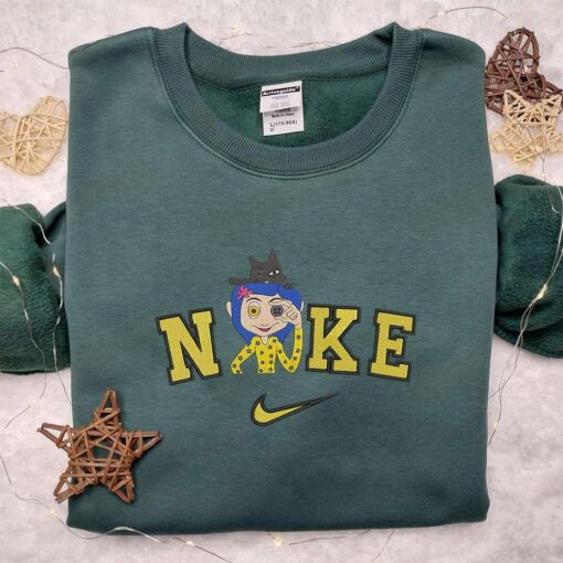 Nike x Witch Button Eyed Girl Halloween Embroidered Shirt Adorable Halloween Embroidered Shirt Nike Inspired Embroidered Shirt