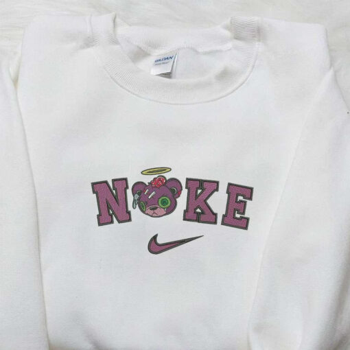 Nike x Zombie Teddy Bear Embroidered Sweatshirt Halloween Embroidered Hoodie Nike Inspired Embroidered Shirt
