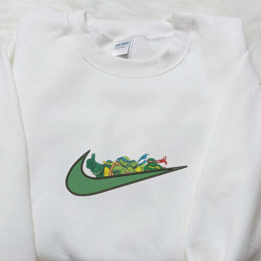 Ninja Turtles x Nike Swoosh Embroidered Shirt Video Game Characters Embroidered Hoodie Best Gift Idea