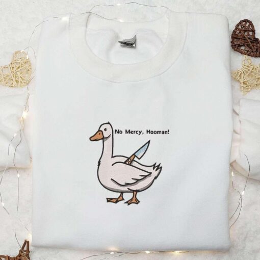 No Mercy Hooman Silly Goose Knife Embroidered Shirt Animal Embroidered Shirt Funny Embroidered Shirt