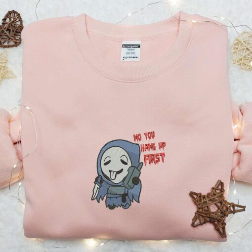 No You Hang Up First Embroidered Sweatshirt Funny Halloween Embroidered Hoodie Best Halloween Gift Ideas