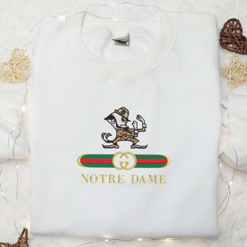 Notre Dame Fighting Irish x Gucci Embroidered Shirt NCAA Sports Embroidered Hoodie Best Gift Idea