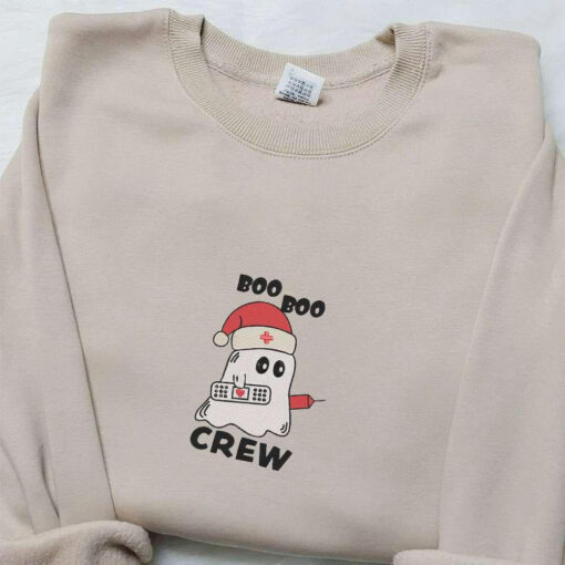 Nurse Ghost Boo Boo Crew Embroidered Shirt Halloween Embroidered Hoodie Christmas Embroidered Shirt