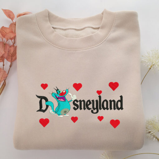 Oggy Disneyland Embroidery, Disneyland Embroidered Sweatshirt, Movie Disney Inspired, Best Gifts Idea For Him Her