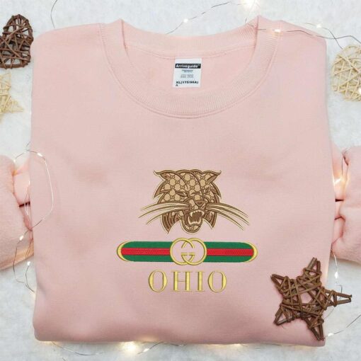 Ohio Bobcats x Gucci Embroidered Shirt NCAA Sports Embroidered Hoodie Best Gift Idea