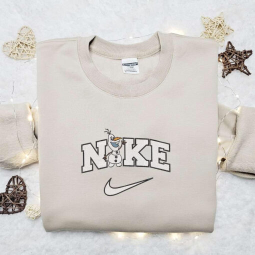 Olaf X Nike Cartoon Embroidered Sweatshirt Disney Characters Embroidered Shirt Best Gift Ideas For Family