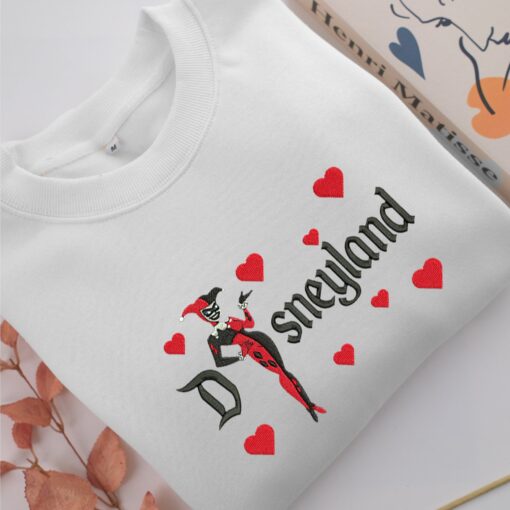 Old Harley Quinn Disneyland Embroidery, Disneyland Embroidered Sweatshirt, Movie Disney Inspired, Best Gifts Idea For Him Her - Image 2