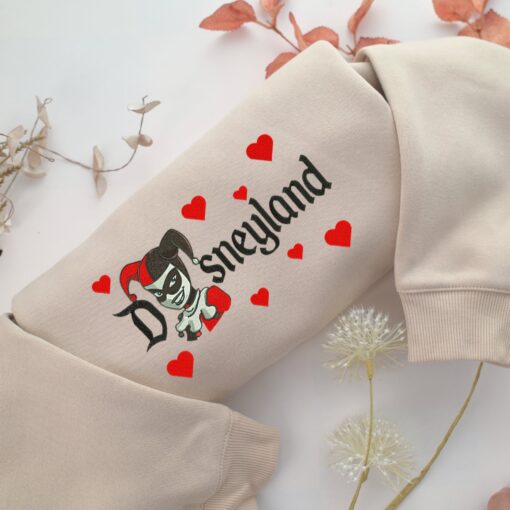 Old Harley Quinn Half Disneyland Embroidery, Disneyland Embroidered Sweatshirt, Movie Disney Inspired, Best Gifts Idea For Him Her