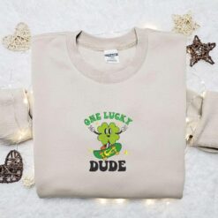 One Lucky Dude Embroidered Shirt Saint Patricks Day Embroidered Hoodie Best Holiday Gift Ideas