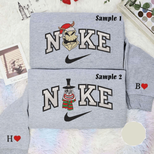 Oogie Boogie And Mayor Sad Christmas Embroidered Couples Shirts