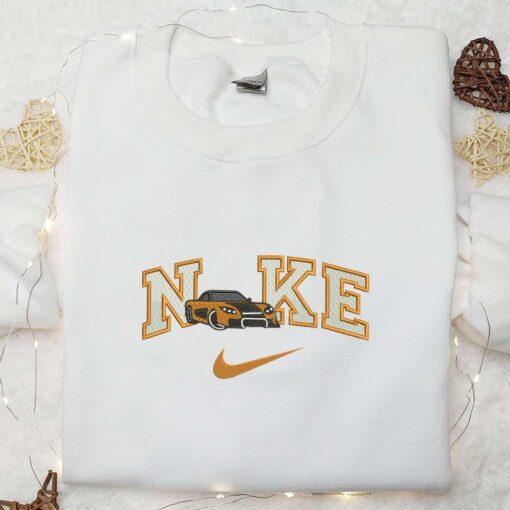 Orange Car x Nike Embroidered Shirt Transportations Embroidered Hoodie Nike Inspired Gift Idea