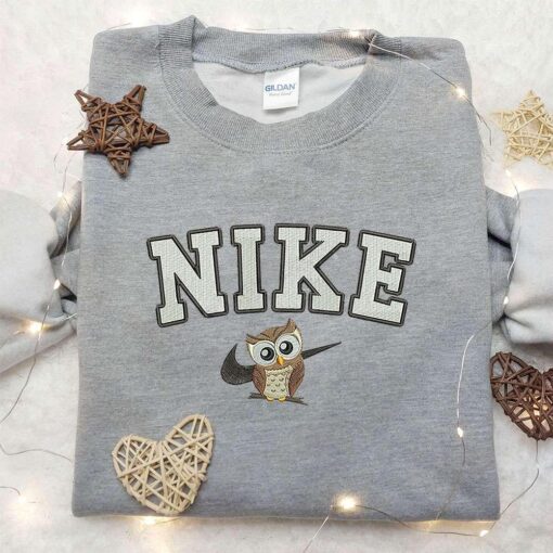 Owl x Nike Embroidered Sweatshirt Animal Embroidered Shirt Nike Inspired Embroidered Shirt