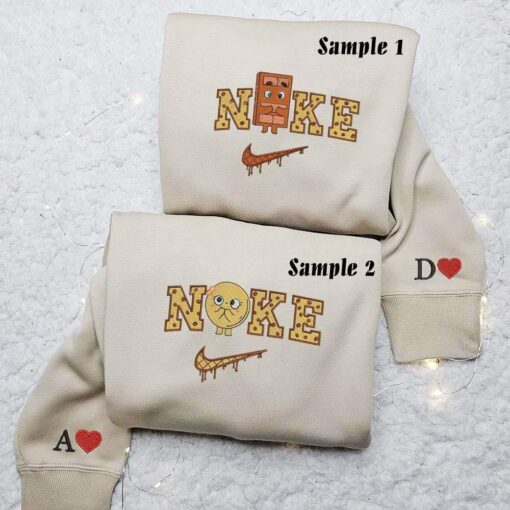 Pancake And Chocolate Embroidered Couple Shirts