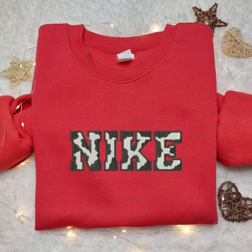 Pattern Cow Black x Nike Embroidered Shirt Animal Embroidered Shirt Custom Nike Embroidered Shirt 1