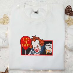 Pennywise Balloon Embroidered Shirt Spooky Halloween Embroidered Hoodie Funny Halloween Embroidered T shirt