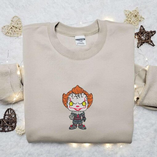Pennywise Chibi Embroidered Sweatshirt IT Horror Movie Embroidered Hoodie Best Gift Ideas