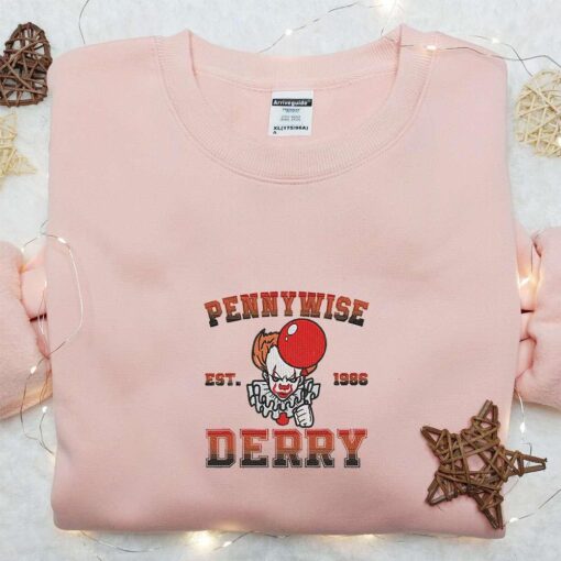 Pennywise Derry Embroidered Shirt IT Horror Movie Embroidered T shirt Best Gift Ideas