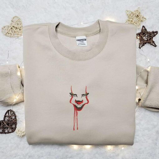 Pennywise Embroidered Sweatshirt Horror Movie Embroidered Hoodie Best Halloween Gift Ideas