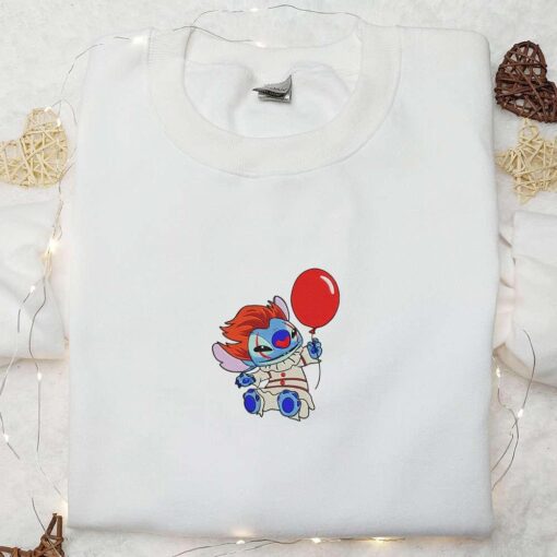 Pennywise Stitch Funny Balloon Embroidered Shirt Lilo And Stitch Disney Embroiderd Hoodie Best Gift Ideas