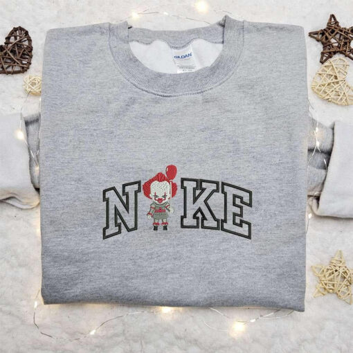 Pennywise x Nike Embroidered Hoodie Nike Inspired Embroidered Shirt Best Halloween Gift Ideas