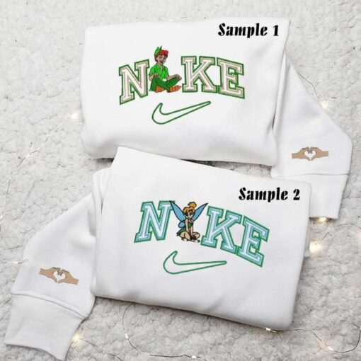 Peter Pan and Tinker Bell Embroidered Couple Shirts  Best Gift For Lover