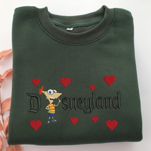 Phineas Flynn Disneyland Embroidery, Disneyland Embroidered Sweatshirt, Movie Disney Inspired, Best Gifts Idea For Him Her - Image 3