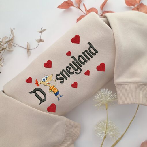 Phineas Flynn Disneyland Embroidery, Disneyland Embroidered Sweatshirt, Movie Disney Inspired, Best Gifts Idea For Him Her