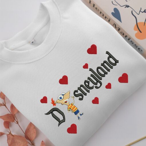 Phineas Flynn Disneyland Embroidery, Disneyland Embroidered Sweatshirt, Movie Disney Inspired, Best Gifts Idea For Him Her - Image 2