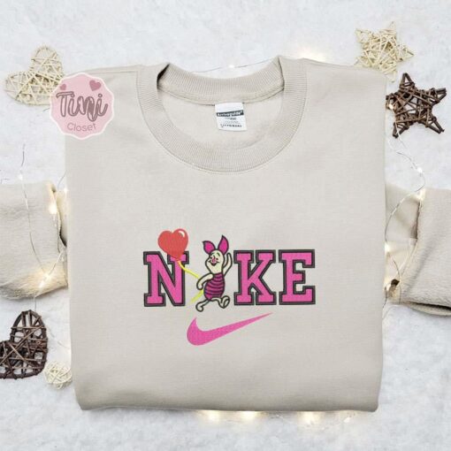 Piglet With Heart Balloon Disney Characters Embroidered Shirt Best Gift Idea For Family
