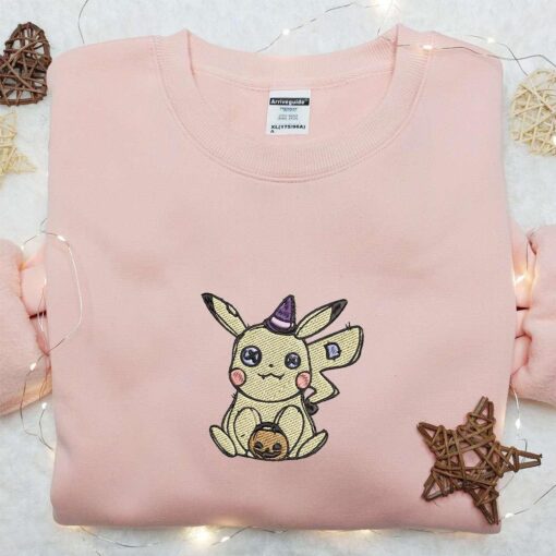Pikachu Pumpkin Embroidered Sweatshirt Pokemon Anime Embroidered Hoodie Best Halloween Gift Ideas