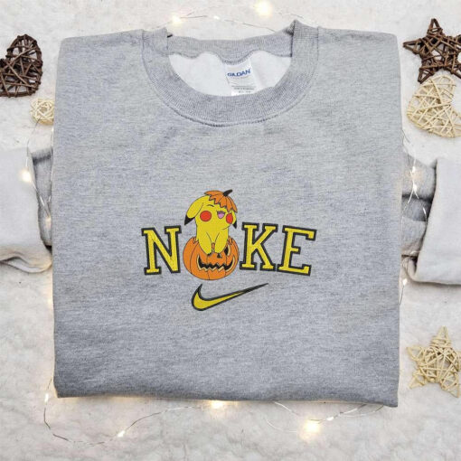 Pikachu Pumpkin Halloween x Nike Embroidered Sweatshirt Horror Movie Halloween Embroidered Shirt Best Halloween Gift Ideas