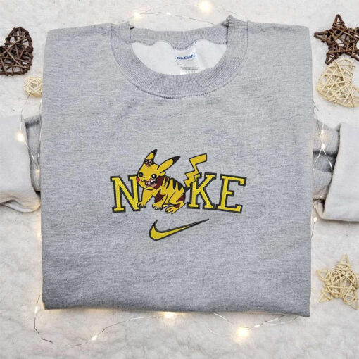 Pikachu Zombie Halloween x Nike Embroidered Sweatshirt Horror Movie Halloween Embroidered Shirt Best Halloween Gift Ideas