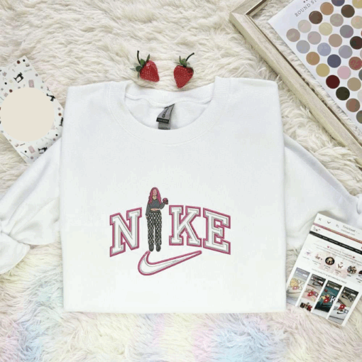 Pink Hair Woman Stand Embroidered Shirt, Best Gift For Fans