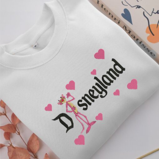 Pink Panther Disneyland Embroidery, Disneyland Embroidered Sweatshirt, Movie Disney Inspired, Best Gifts Idea For Him Her - Image 2
